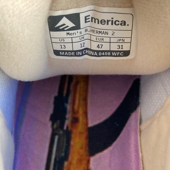 Vintage Emerica Herman 2 Skate Shoe Leather Suede Beige White Mens 13 NWT RARE - Picture 12 of 16